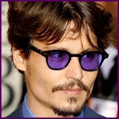 Moda Vintage Johnny Depp Estilo Redondo Gafas de Sol Lente Tintada Transparente Foto 1 de 4