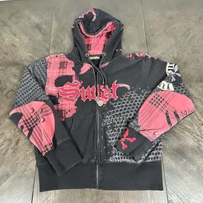 Sudadera con Capucha Vintage Smet Christian Audigier Gráfica Cremallera Talla Pequeña Streetwear Grunge Foto 1 de 4