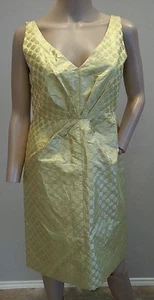 J Crew Collection Pembridge Gold Metallic Polka Dot Silk Blend Vestido 10 P - Imagen 1 de 5