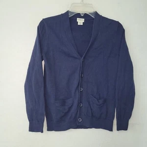Crewcuts Sweater Boys M 8-9 Blue Cardigan Cotton Pockets Long Sleeve Preppy - Picture 1 of 12