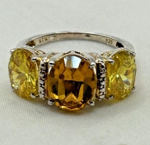 Anello STS CHUCK CLEMENCY argento sterling tormalina gialla 3 pietre misura 7 - Foto 1 di 7