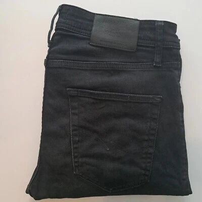 Pantalones de mezclilla Tim Jack & Jones para hombre negros calce ajustado talla 31/32 botón apertura tiro bajo/medio Foto 1 de 4