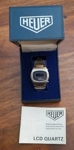 Vintage 1976 Heuer Ladies LCD QUARTZ DIGITAL Watch In Box With Papers *RARE* - Picture 1 of 10