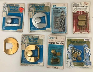 Belt Buckle Sewing Lot NOS Overall Parts Notions 8 Vintage Lot Suspender Clips - Picture 1 of 9