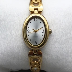 CW Watch Women 20mm Gold Silver Two Tone Oval Dial New Battery 6.5" - Picture 1 of 13