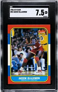 SGC 7.5 - 1986-87 Fleer # 82 Akeem (Hakeem) Olajuwon RC Houston Rockets HOF - Picture 1 of 3