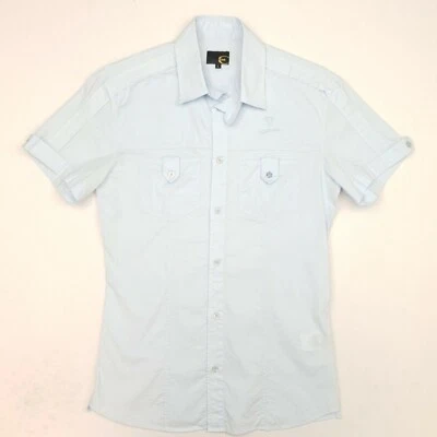 Just Cavalli Womens Shirt STRETCH Button-Up LARGE Blue Slim Cotton Elastane - Image 1 of 4