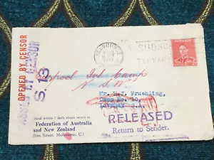 Holocaust 1941 Censored S.13 Airmail To Frueling Camp # 10 Loveday S.A - Picture 1 of 2