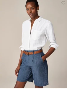 J.Crew $90 Garçon classic shirt in cotton-linen blend gauze White Size 4 CC246 - Picture 1 of 7