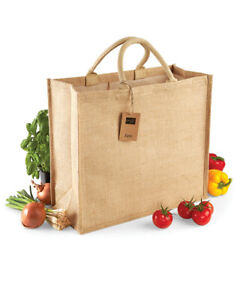 Large eco friendly shopping bag reusable Jute Hessian Quailty Short Handles