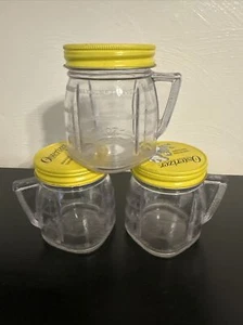 Vintage 8oz Osterizer Mini-Blend Storage Clear plastic Jar w/Lid lot of 3 - Picture 1 of 5