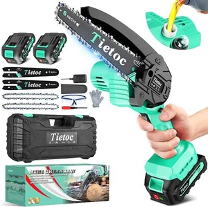 Tietoc Mini Chainsaw 6 Inch Cordless, Portable Electric Chain Saw Small Handheld - Picture 1 of 6