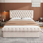 Double Bed 4ft6 Ottoman Gas Lift Storage Bed Velvet Upholstered Bed Frame Sr
