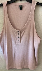 Wild Fable Womens Crop Tank Top Ribbed Knit Sleeveless Button Front Pink XXL - Picture 1 of 9