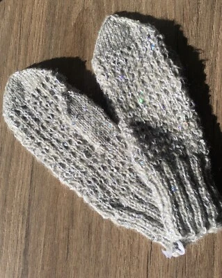Women's Mittens Hand Knitted Sequin Decorated - Image 1 of 4