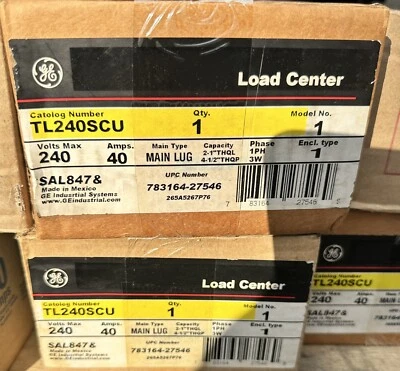 CENTRO DE CARGA GE TL240SCU, 40A MLO, 120/240V, 1PH 3W, 2/4CKT Foto 1 de 3