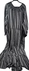 Terra & Sky Womens Maxi Dress 4X(28-30W) Black Peasant Striped Long Sleeve NWT - Picture 1 of 13