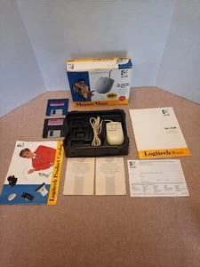1994 #1183 Logitech Mouseman Wired Mouse In Box Wires Manual Install Disc - Picture 1 of 9