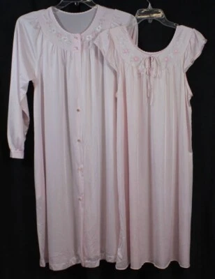 Juego de 2 batas camisón Gilead vintage de nailon bordado Negligee Peignoir M Foto 1 de 4
