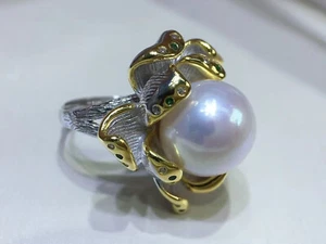 Elegante Enorme Anillo Perla Blanca Mar del Sur 12-13mm 925s(mj) - Imagen 1 de 4