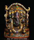 Bronze plaqué or gemme 5 têtes 8 bras Ganesh Seigneur Ganesh éléphant
