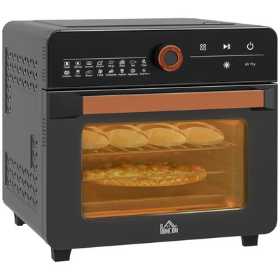 Homcom Fritteuse Backofen 20L Arbeitsplatte Mini Backofen mit 17 Voreinstellungen 1400W schwarz