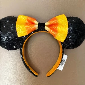 Disney- Resort Minnie Ears Candy Corn Paillettes Fiocco Halloween Vacanze Cerchietto US - Foto 1 di 5