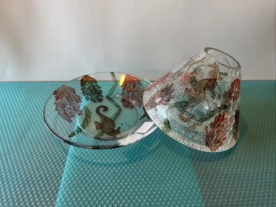 Portavelas Yankee* Juego de 2 piezas *Vidrio CRACKLE con acento SEA Foto 1 de 4