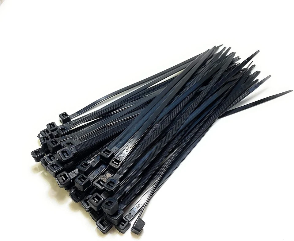 ON1SHELF Black Nylon Cable Ties 200mm x 4.8mm Pack of 100 Nylon Zip Ties