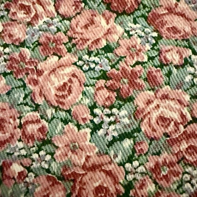 Vtg Peter Pan Fabrics Twill Cotton Petite Roses  Teal Green Pink Floral 34x43 - Image 1 of 4