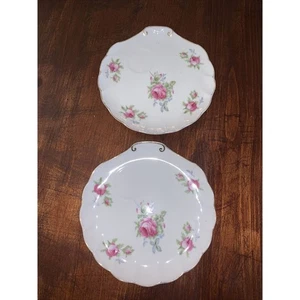 Menge von zwei Vintage Vintage Lefton China handbemalt rosa Rosen Teeteller - Bild 1 von 12