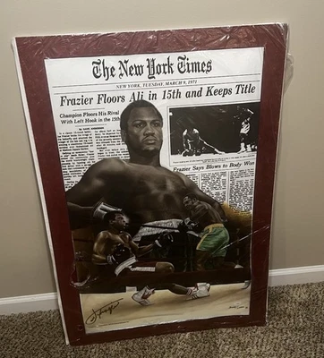 2004 Joe Frazier Autographed Ali/Frazier 1971 NY Times Lithograph Spence JSA COA - Image 1 of 4