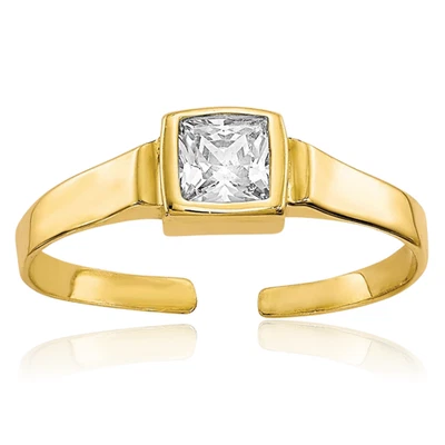 Anillo de dedo ajustable de circonita cúbica de oro amarillo macizo de 10K Foto 1 de 4