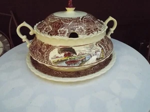 Vintage Vernon Öfen "1860" Terrine und Unterteller, handbemalt - Bild 1 von 8