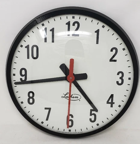 LATHAM 14" School Wall Clock Slave Nice Shape Metal & Glass UNTESTED Cover