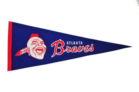 ATLANTA BRAVES EMBROIDERED WOOL THROWBACK PENNANT 13"X32" MLB LICENSED Cover