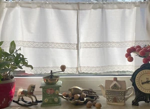 Bistrogardine Kurzgardine Weiß Paris 2St. 120x45cm Landhaus Shabby Retro Vintage - Bild 1 von 1