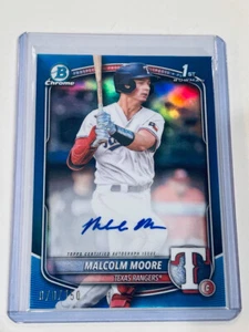 2025 Bowman 1st Chrome True Blue Auto Malcom Moore Texas Rangers /150 - Picture 1 of 2