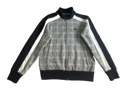 Chaqueta Marc Ecko Corte y Costura a Cuadros Cremallera Completa Para Hombre Pequeña Negra Blanca Simulada Foto 1 de 4