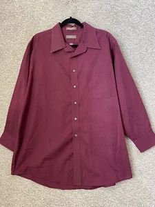 Claybrooke Men’s Wrinkle Free Maroon Long Sleeve Button Up Shirt Size 17-1/2 32- - Picture 1 of 6