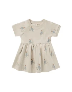 GIRL'S RYLEE + CRU DRESS PARROT PRINT RAGLAN SHORT SLEEVE FRENCH TERRY 6-7 - Picture 1 of 11