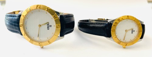 Orologio da polso uomo e donna FENDI 2000G quadrante bianco oro quarzo set