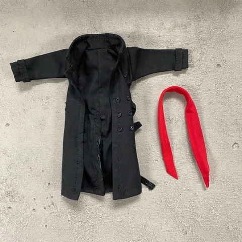 SU-LTC-KRI: 1/12 wired black Kamen Rider coat & scarf for 6" slim action Figure Cover
