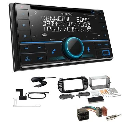 Kenwood 2-DIN Receiver Autoradio Bluetooth DAB+ für Fiat 500 ab 2007 piano black - Bild 1 von 4