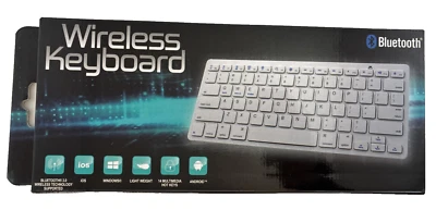 Wireless Bluetooth Keyboard iPads, iPhones, Android, Laptops, Macs -White, New - Image 1 of 4