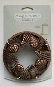 YANKEE CANDLE COPPER COLORED PINECONES ILLUMA-LID JAR CANDLE TOPPER HTF - Picture 1 of 2