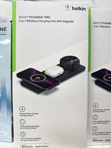 Belkin BOOST↑CHARGE PRO 3-in-1 Wireless Charging Pad with MagSafe for Apple... - Picture 1 of 3