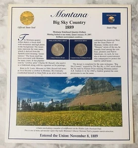 Montana 2007 Statehood Quarters Card Historical U.S. Stamps Collectible Coin Set - Picture 1 of 11