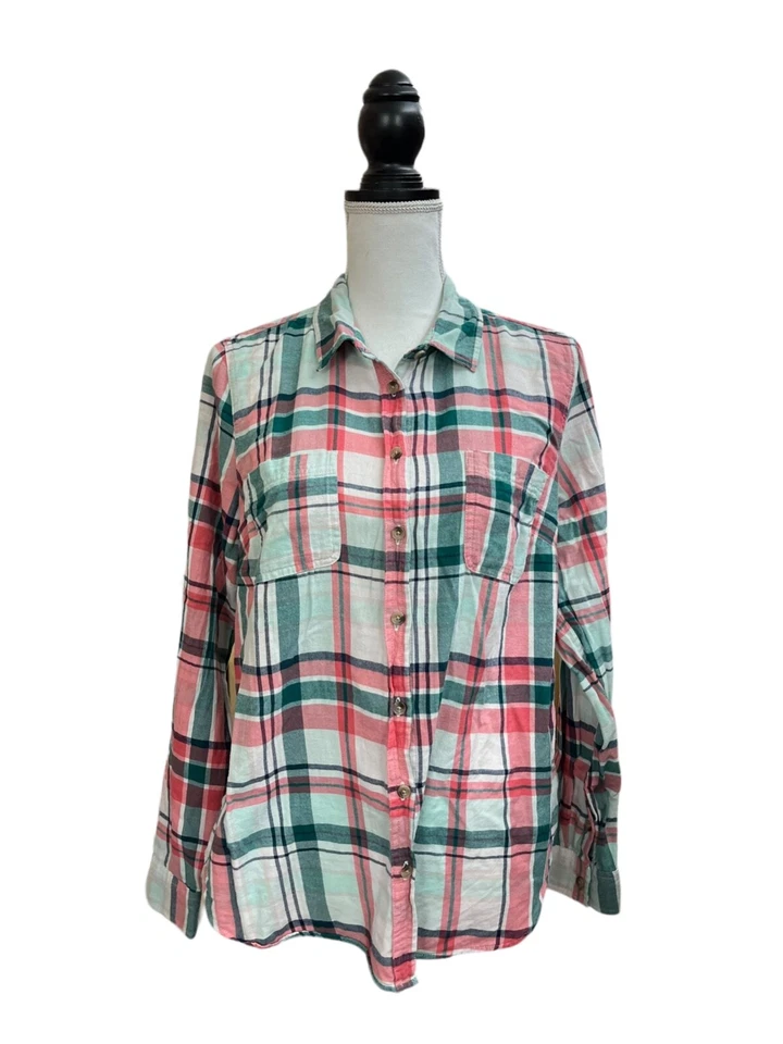Sonoma Womens Multicolor Plaid Blouse L - Imagem 1 de 4