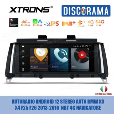 AUTORADIO ANDROID 12 STEREO AUTO BMW X3 X4 F25 F26 2013-2016  NBT 4G NAVIGATORE - Immagine 1 di 4
